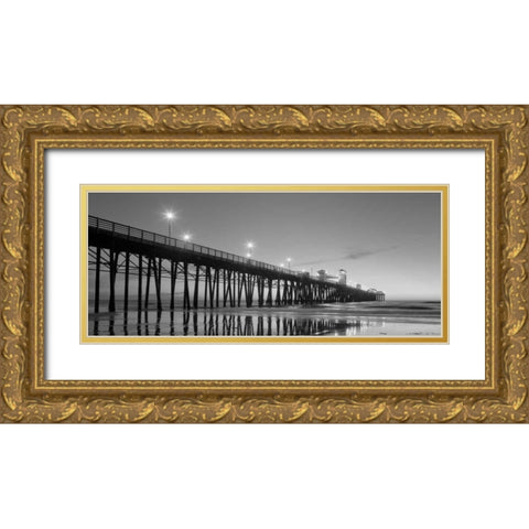 Pier Night Panorama II Gold Ornate Wood Framed Art Print with Double Matting by Peterson, Lee