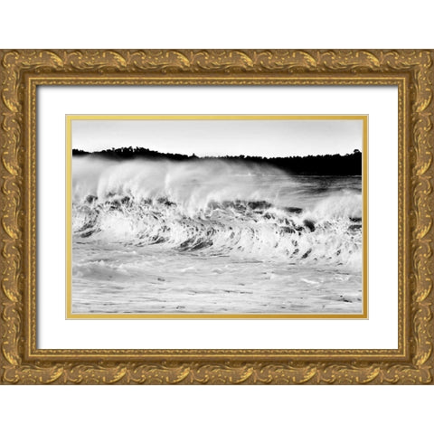 Carmel Waves II Gold Ornate Wood Framed Art Print with Double Matting by Peterson, Lee