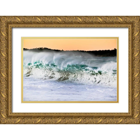 Carmel Waves II Gold Ornate Wood Framed Art Print with Double Matting by Peterson, Lee