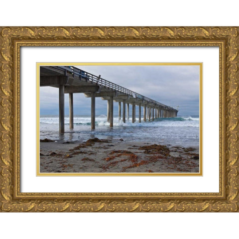 Scripps Pier II Gold Ornate Wood Framed Art Print with Double Matting by Peterson, Lee
