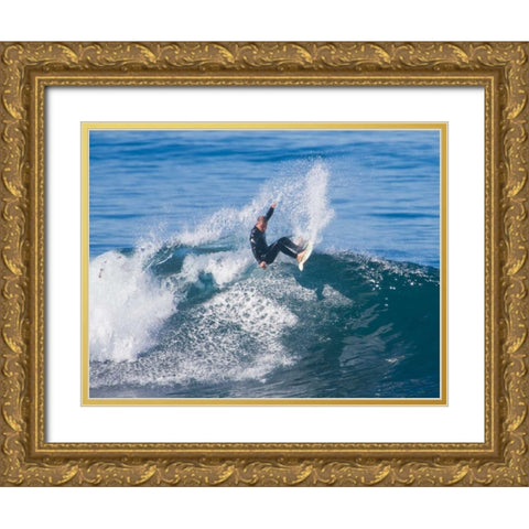 Surfing II Gold Ornate Wood Framed Art Print with Double Matting by Peterson, Lee