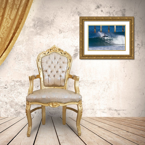 Surfing IV Gold Ornate Wood Framed Art Print with Double Matting by Peterson, Lee