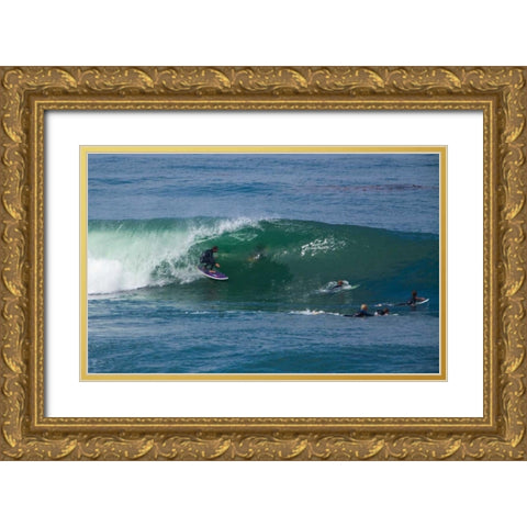 Surfing VII Gold Ornate Wood Framed Art Print with Double Matting by Peterson, Lee