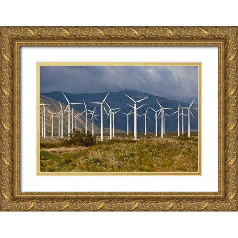 Windmills I Gold Ornate Wood Framed Art Print with Double Matting by Peterson, Lee