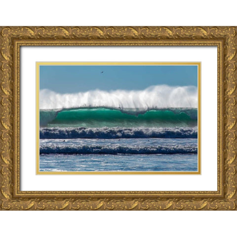 Waves in Cayucos III Gold Ornate Wood Framed Art Print with Double Matting by Peterson, Lee