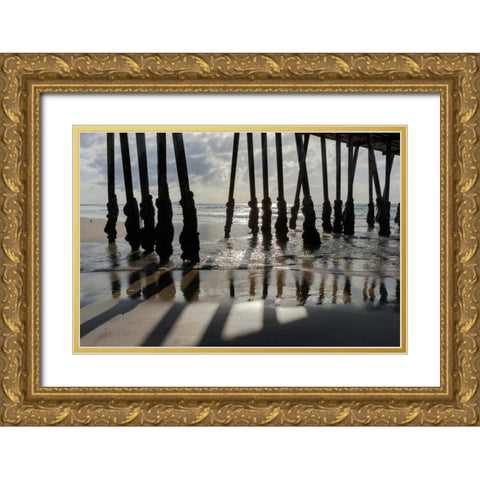 Pier Silhouette I Gold Ornate Wood Framed Art Print with Double Matting by Peterson, Lee