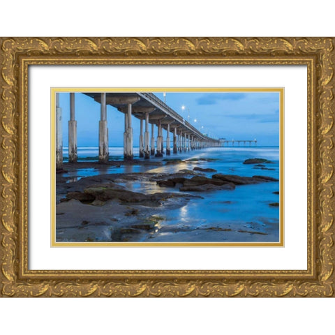 Evening Pier II Gold Ornate Wood Framed Art Print with Double Matting by Peterson, Lee