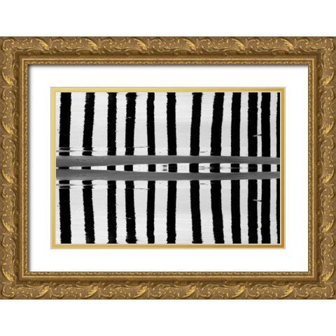 Reflected Dual Pilings Gold Ornate Wood Framed Art Print with Double Matting by Peterson, Lee