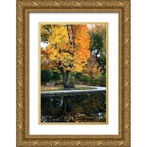 Fall in the Park Gold Ornate Wood Framed Art Print with Double Matting by Putman, Tammy