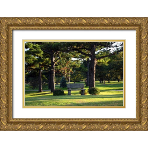 Bench I Gold Ornate Wood Framed Art Print with Double Matting by Putman, Tammy