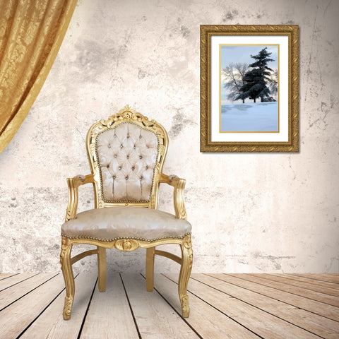 Tree in Snow II Gold Ornate Wood Framed Art Print with Double Matting by Putman, Tammy