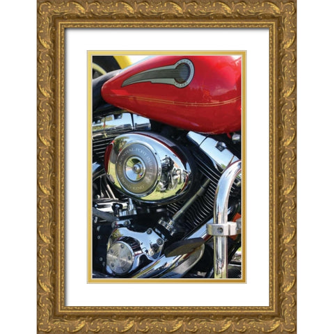 Red Motorcycle Gold Ornate Wood Framed Art Print with Double Matting by Putman, Tammy