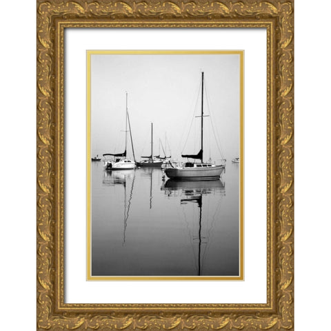 Red Sailboat I Gold Ornate Wood Framed Art Print with Double Matting by Putman, Tammy