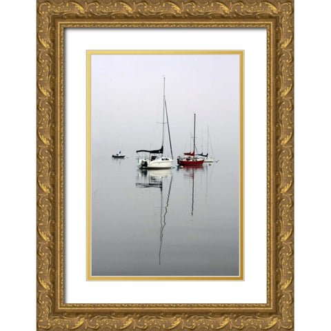 Red Sailboat II Gold Ornate Wood Framed Art Print with Double Matting by Putman, Tammy