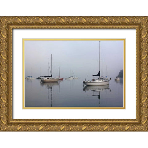 Across the Lake Gold Ornate Wood Framed Art Print with Double Matting by Putman, Tammy