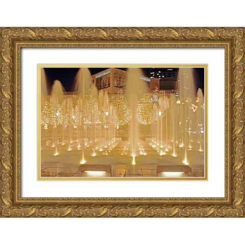 Fountains Gold Ornate Wood Framed Art Print with Double Matting by Putman, Tammy