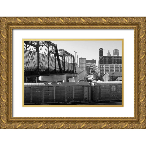Bridge over the Train Gold Ornate Wood Framed Art Print with Double Matting by Putman, Tammy