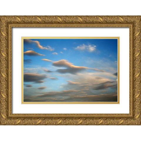 Across the Blue Gold Ornate Wood Framed Art Print with Double Matting by Putman, Tammy