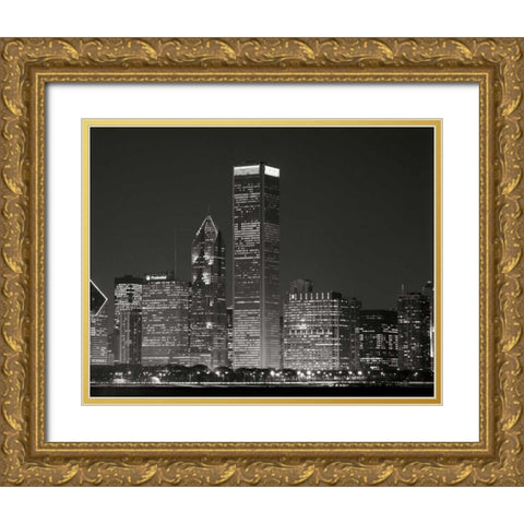 Downtown Chicago II Gold Ornate Wood Framed Art Print with Double Matting by Stefko, Bob