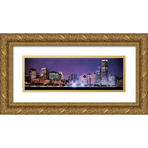 Chicago Skyline I Gold Ornate Wood Framed Art Print with Double Matting by Stefko, Bob