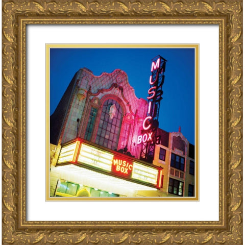 Music Box Theatre Gold Ornate Wood Framed Art Print with Double Matting by Stefko, Bob