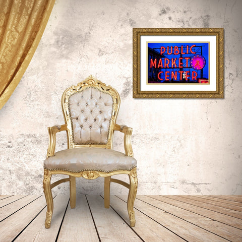 Public Market Sign II Gold Ornate Wood Framed Art Print with Double Matting by Stefko, Bob