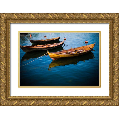 Fishing Boats I Gold Ornate Wood Framed Art Print with Double Matting by Stefko, Bob