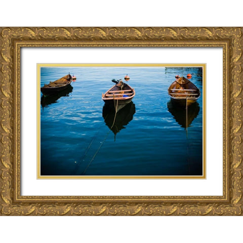 Fishing Boats II Gold Ornate Wood Framed Art Print with Double Matting by Stefko, Bob