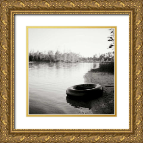 Lonely Inner tube Gold Ornate Wood Framed Art Print with Double Matting by Stefko, Bob