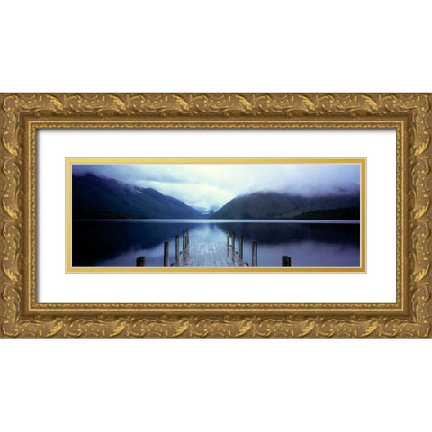 Serene Dock II Gold Ornate Wood Framed Art Print with Double Matting by Stefko, Bob