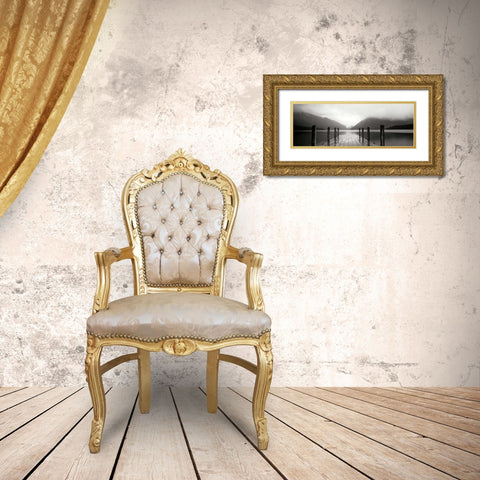 Serene Dock BW I Gold Ornate Wood Framed Art Print with Double Matting by Stefko, Bob