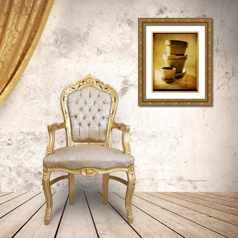 Terracotta Pots II Gold Ornate Wood Framed Art Print with Double Matting by Stefko, Bob