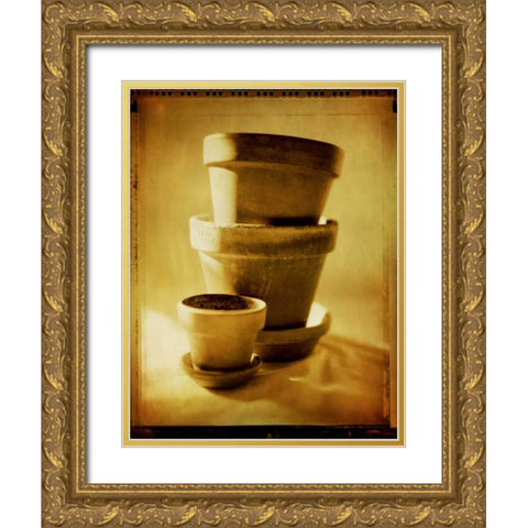 Terracotta Pots II Gold Ornate Wood Framed Art Print with Double Matting by Stefko, Bob