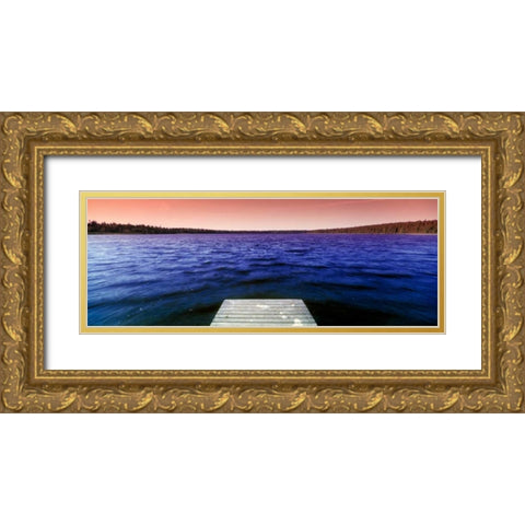 Serene Dock Sunrise III Gold Ornate Wood Framed Art Print with Double Matting by Stefko, Bob