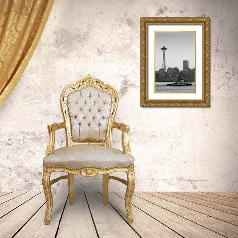 BW Space Needle IV Gold Ornate Wood Framed Art Print with Double Matting by Stefko, Bob