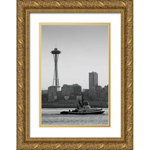 BW Space Needle IV Gold Ornate Wood Framed Art Print with Double Matting by Stefko, Bob