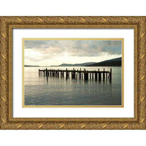 Lonely Dock Gold Ornate Wood Framed Art Print with Double Matting by Styber, Dana