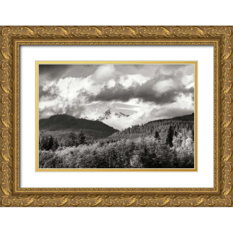 Mount Baker Exposed Gold Ornate Wood Framed Art Print with Double Matting by Styber, Dana