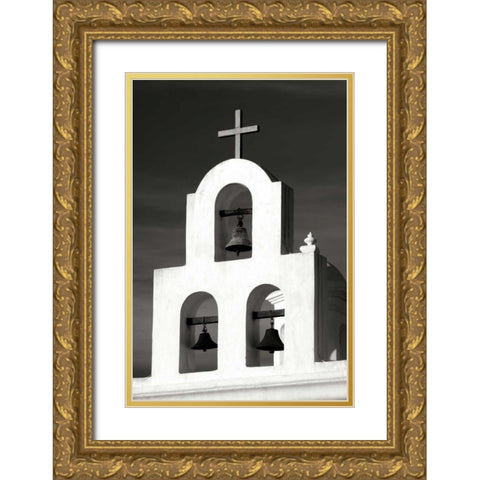 Mission Bells II BW Gold Ornate Wood Framed Art Print with Double Matting by Taylor, Douglas