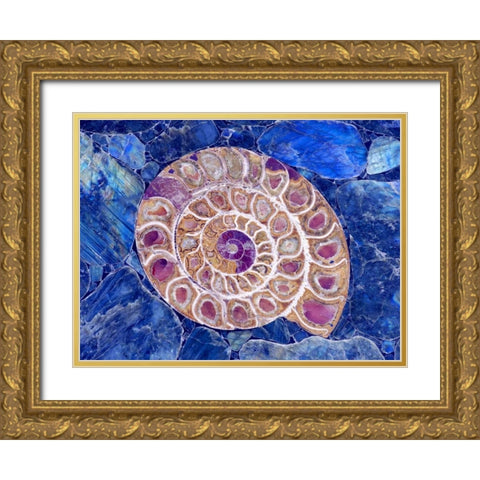 Ammonite in Labradorite Gold Ornate Wood Framed Art Print with Double Matting by Taylor, Douglas