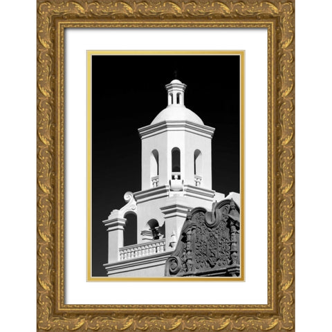 West Bell Tower BW Gold Ornate Wood Framed Art Print with Double Matting by Taylor, Douglas