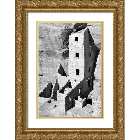 Square Tower House BW Gold Ornate Wood Framed Art Print with Double Matting by Taylor, Douglas