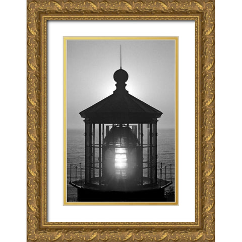 Cape Mears Lighthouse BW Gold Ornate Wood Framed Art Print with Double Matting by Taylor, Douglas