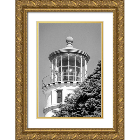 Umpqua River Lighthouse BW Gold Ornate Wood Framed Art Print with Double Matting by Taylor, Douglas