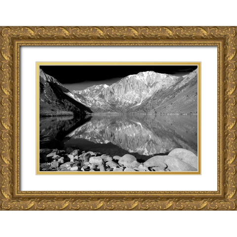 Laurel Mountain Reflections BW Gold Ornate Wood Framed Art Print with Double Matting by Taylor, Douglas