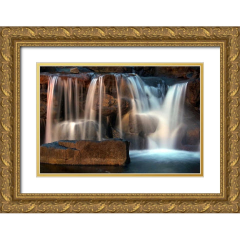 Sunset Waterfall I Gold Ornate Wood Framed Art Print with Double Matting by Taylor, Douglas