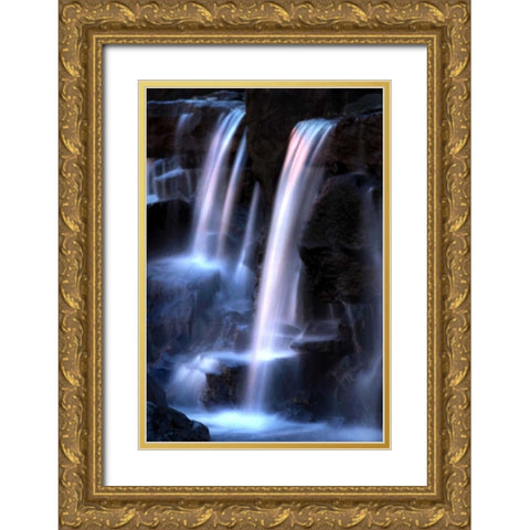 Twilight Waterfall I Gold Ornate Wood Framed Art Print with Double Matting by Taylor, Douglas