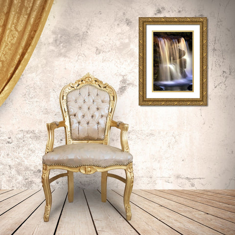 Sunset Waterfall II Gold Ornate Wood Framed Art Print with Double Matting by Taylor, Douglas