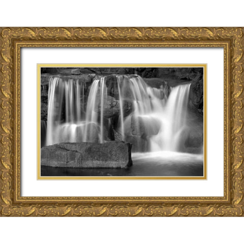 Sunset Waterfall I BW Gold Ornate Wood Framed Art Print with Double Matting by Taylor, Douglas