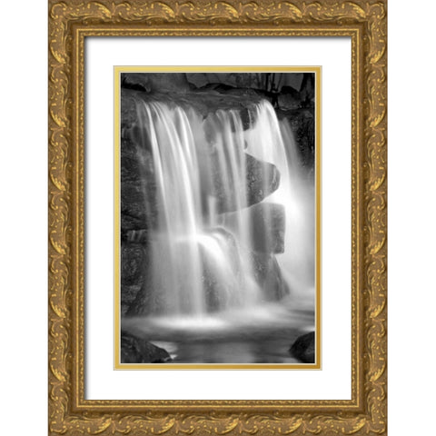 Sunset Waterfall II BW Gold Ornate Wood Framed Art Print with Double Matting by Taylor, Douglas